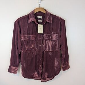 NWT Universal Thread Oversized Velvet Buttondown Shirt, Sz XS